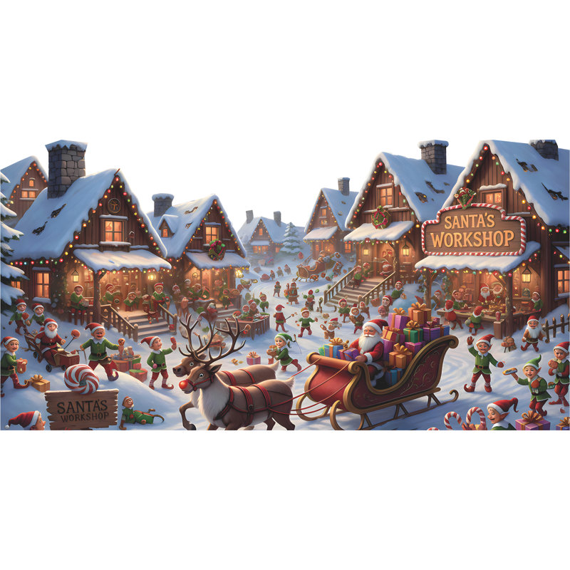 SP13595 Elève du Père Noël, atelier des Elfes du Nord, toile de fond et support en carton