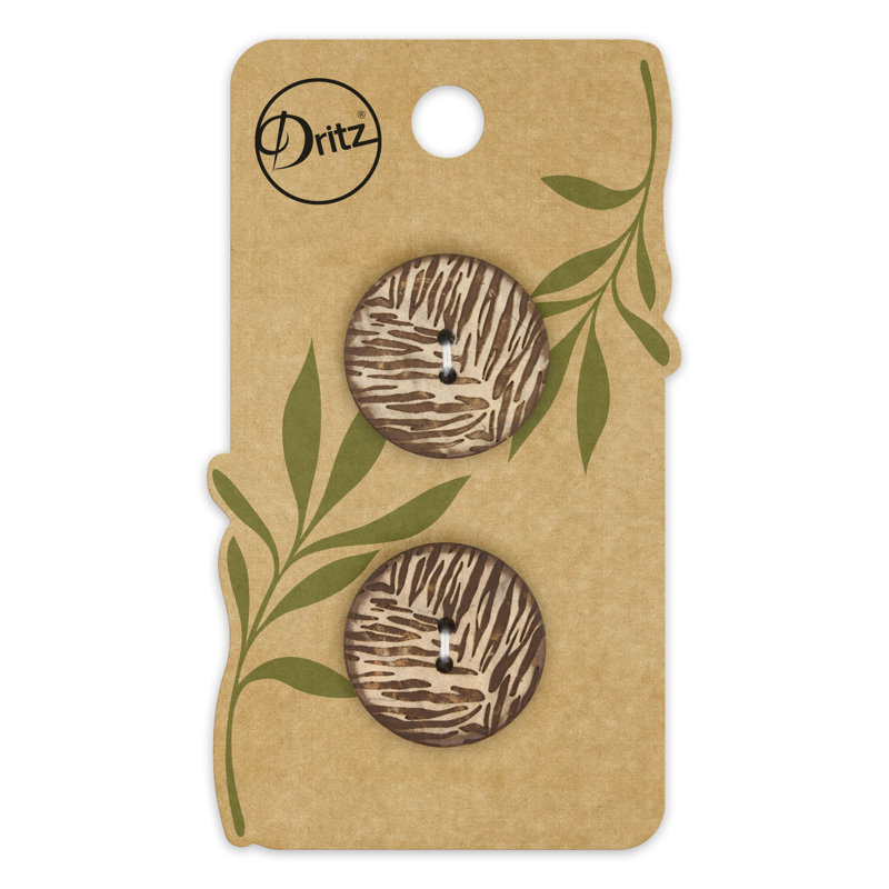 Dritz Sustainable Coconut Round Button, 23mm, Light Brown, 6 Buttons