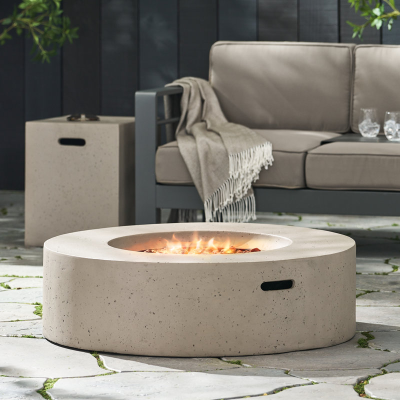 Table de foyer d'extérieur au propane H 20,27 po x l 39,5 po Fen, Gris clair