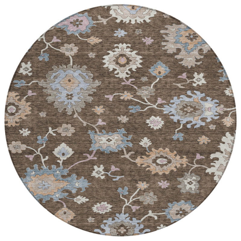 Machine Washable Indoor/Outdoor Segin ACN1218 Rug, Round 8'
