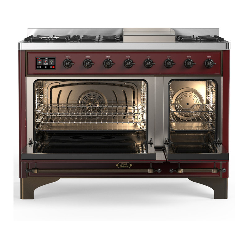 Majestic III Series 48 Inch Dual Fuel Range with 5 Sealed Burners, Griddle, Frenchtop in Matte Graphite (Liquid Propane, Burnished Trim)