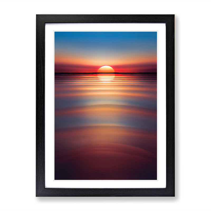 Cool Sunset - Single Picture Frame Painting, 64cm H x 46cm W x 2cm D, Black
