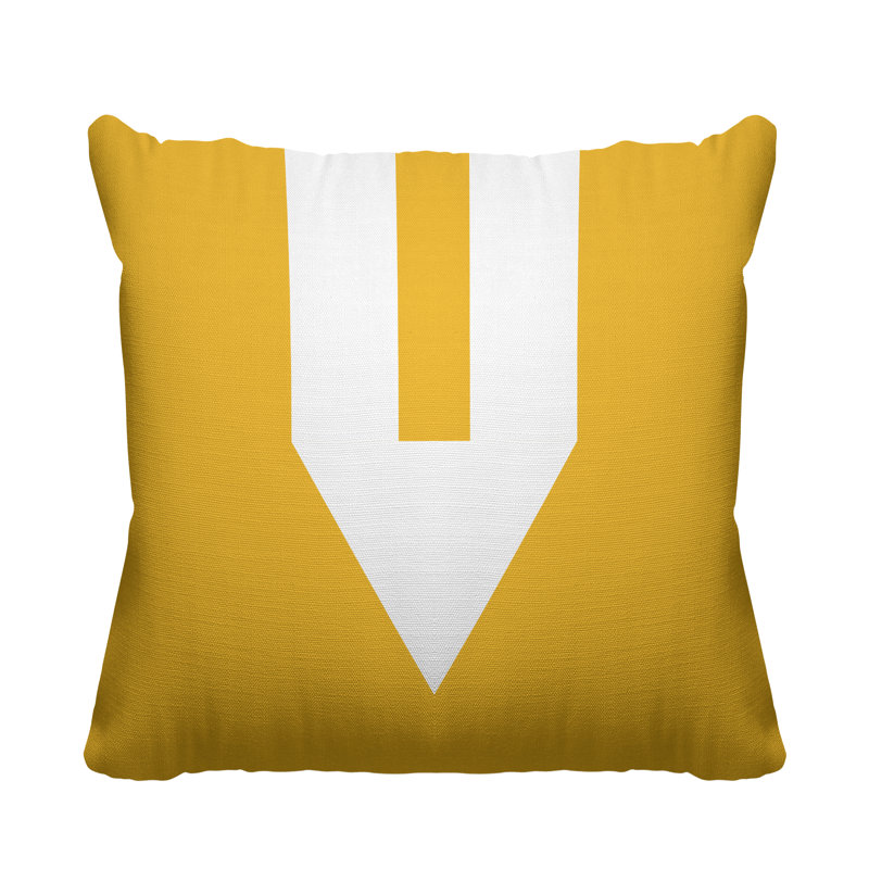 Coussin décoratif intérieur / extérieur en forme de V Sherman, L 17 po x H 17 po, Jaune