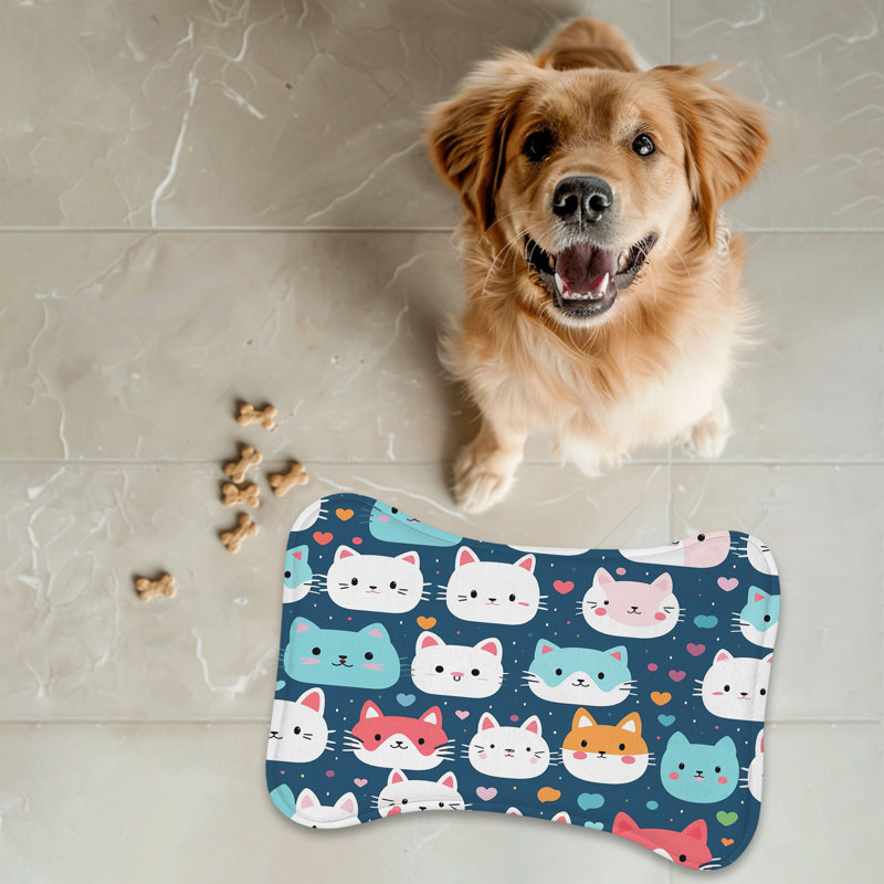 Adorable Kitty Art - Tapis d'alimentation en os 1 pièce