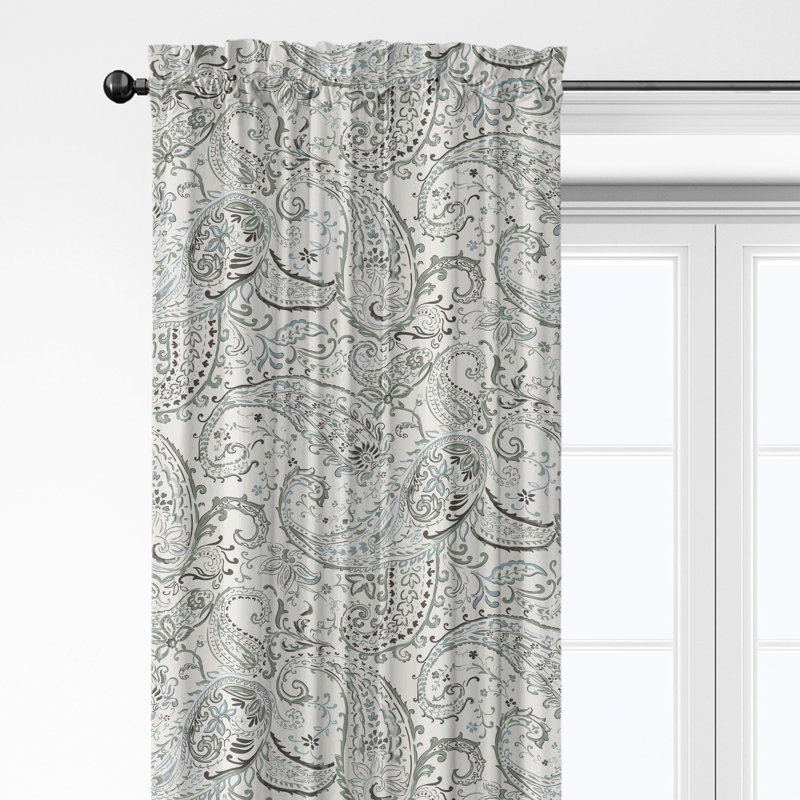 Ensemble de 2 panneaux de rideaux en coton Paisley Seafoam, L 50 po x L 168 po