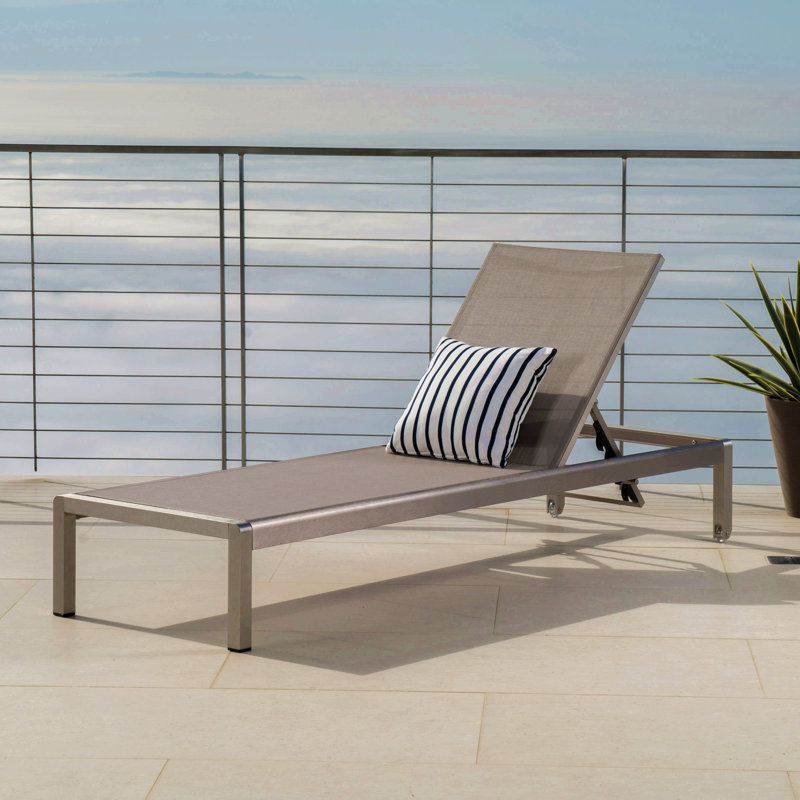 Chaise longue moderne pour piscine extérieure, 1, Gris, Noir