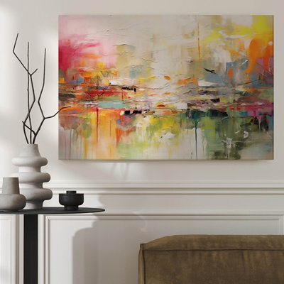 1Pc Framed Canvas Poster Print, Abstract Vibrant Fluid Colors Wall Art for Living Room Bedroom Office