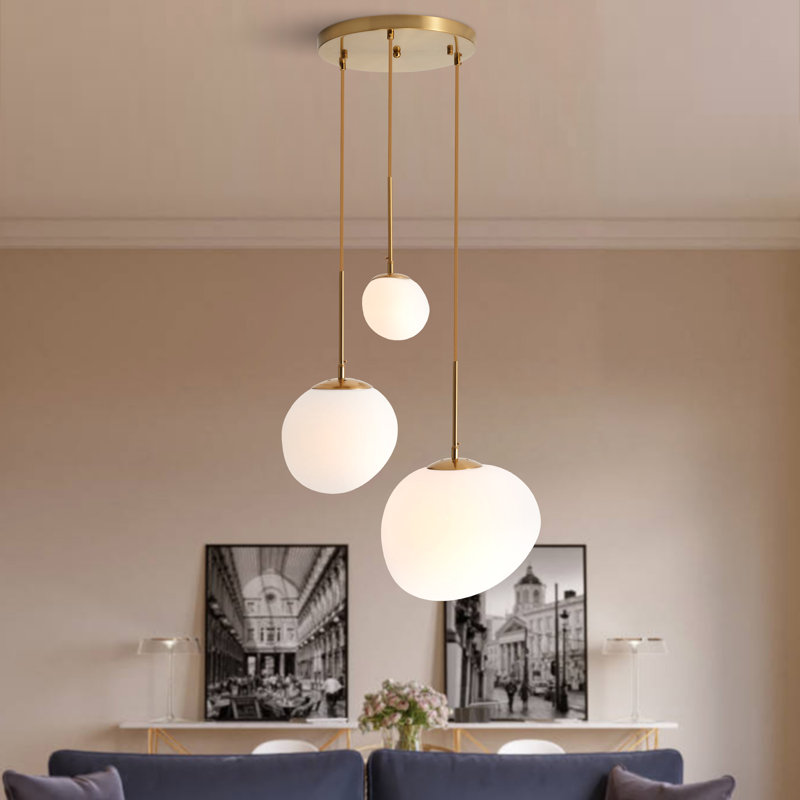 Modern Frosted White Glass Globe Cluster Pendant Light