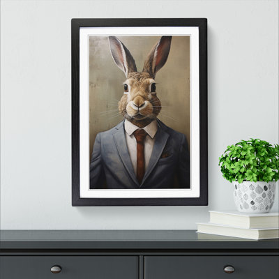 Hare in a Suit Painting - Framed Print