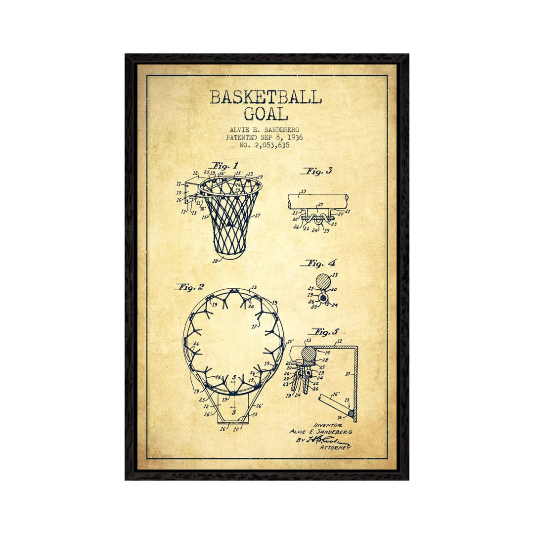 Basketballtor Vintage Patent Blueprint von Aged Pixel - Gallery-Wrapped Canvas Giclée on Canvas