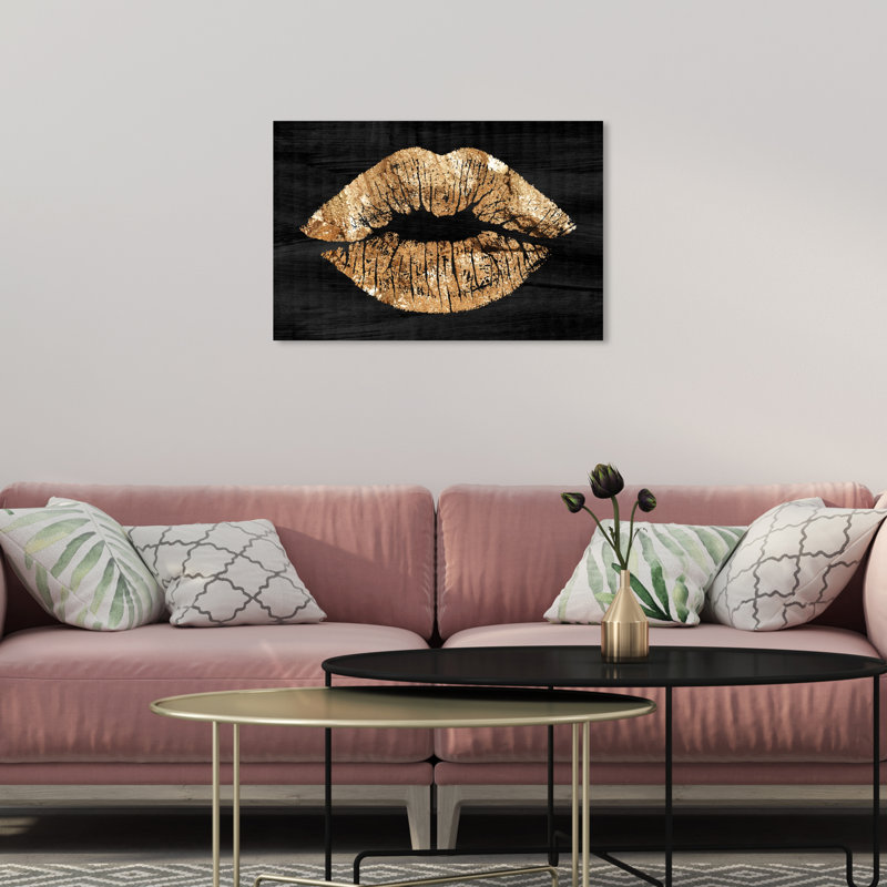 «Fashion and Glam Solid Kiss Night Lips», reproduction d'impression, H 16 po x l 24 po, Toile