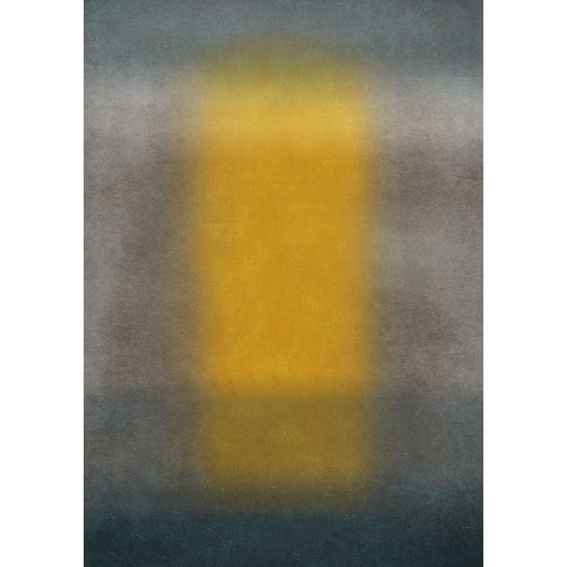 «Gray and Yellow II» par Sofia Fox, impression sur toile tendue, Image au pinceau gel, H 43 po x l 30 po x P 1,5 po
