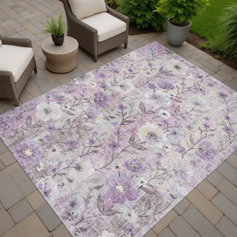 Machine Washable Indoor/Outdoor Chantille ACN2403 Floral Rug, Rectangle 2'6" x 3'10"