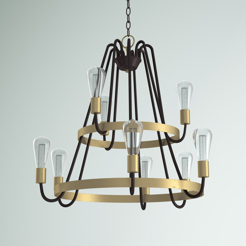 Alixe 9 - Light Dimmable Tiered Chandelier, Oil Rubbed Bronze/Antique Brass