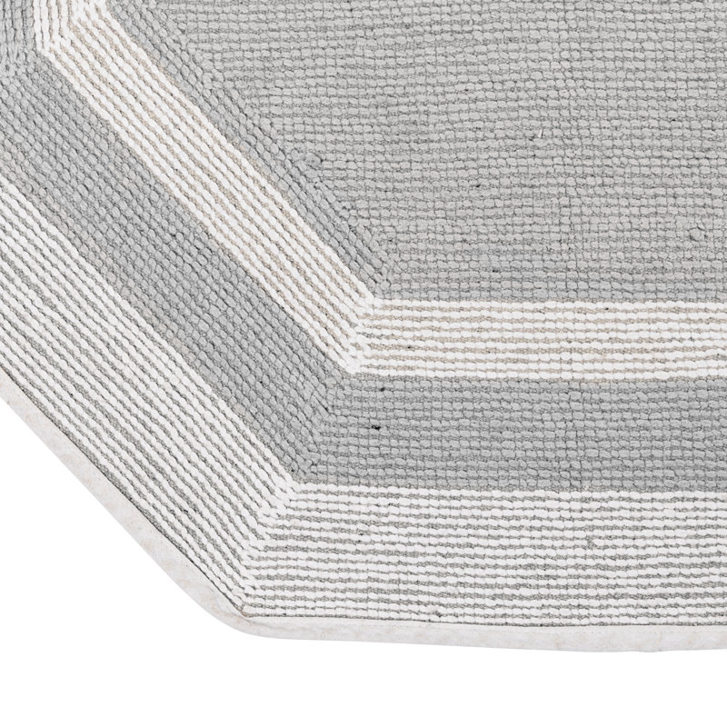 Ipke Cotton Bath Mat, White/Grey Center