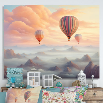 Pink Hot Air Ballon Ethereal II - Transportation Canvas Wall Art