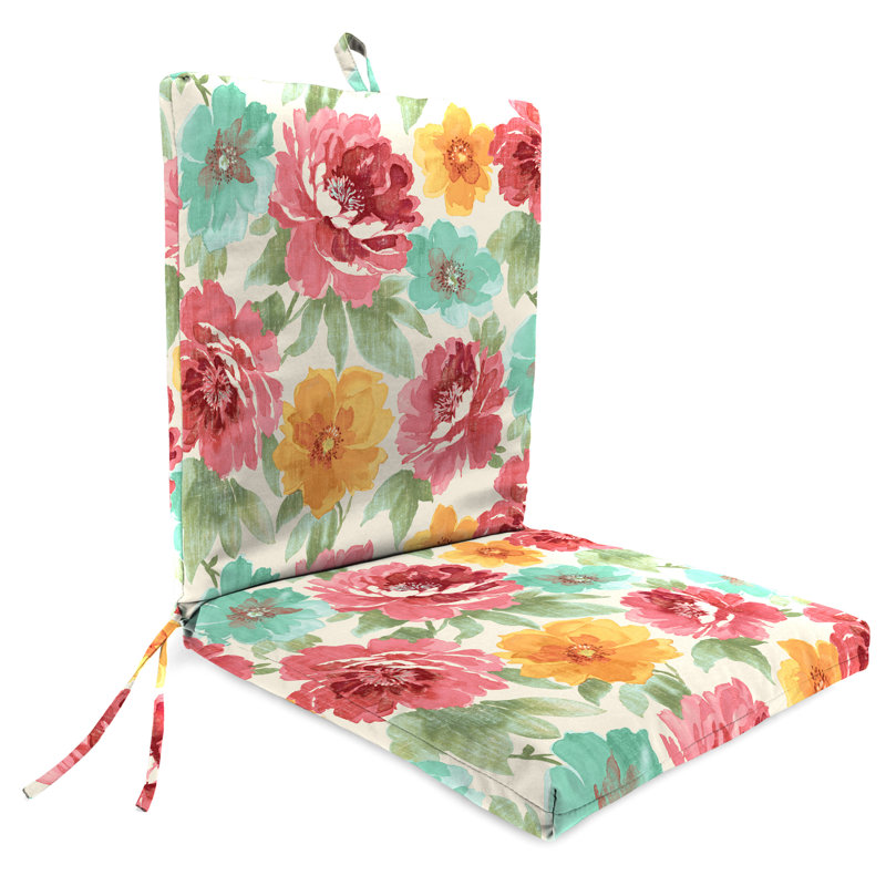 20" x 43" Palisade Outdoor Chair Cushion with Ties and Hanger Loop, Guava Red