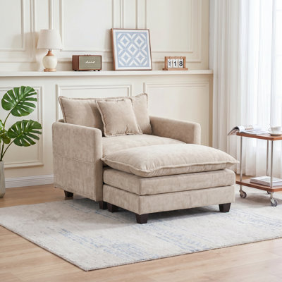 41“Chenille Oversized Chair With Ottoman - Plush Comfort and Style for Living Space