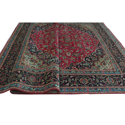 Tapis intérieur de la laine 9 pi 8 po x 13 pi 8 po "one-of-kind" à la main-noué la 1980 magenta Fine