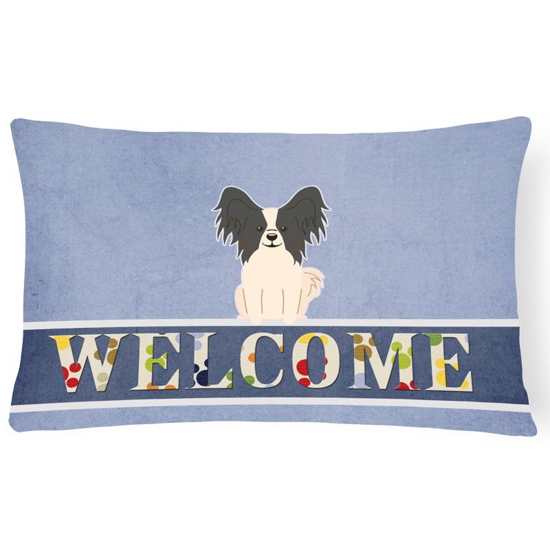  Coussin Papillon Welcome, Noir / blanc