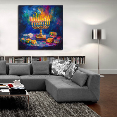  'Happy Hanukkah Minorah' by Rich Monet Acrylic Glass Wall Art