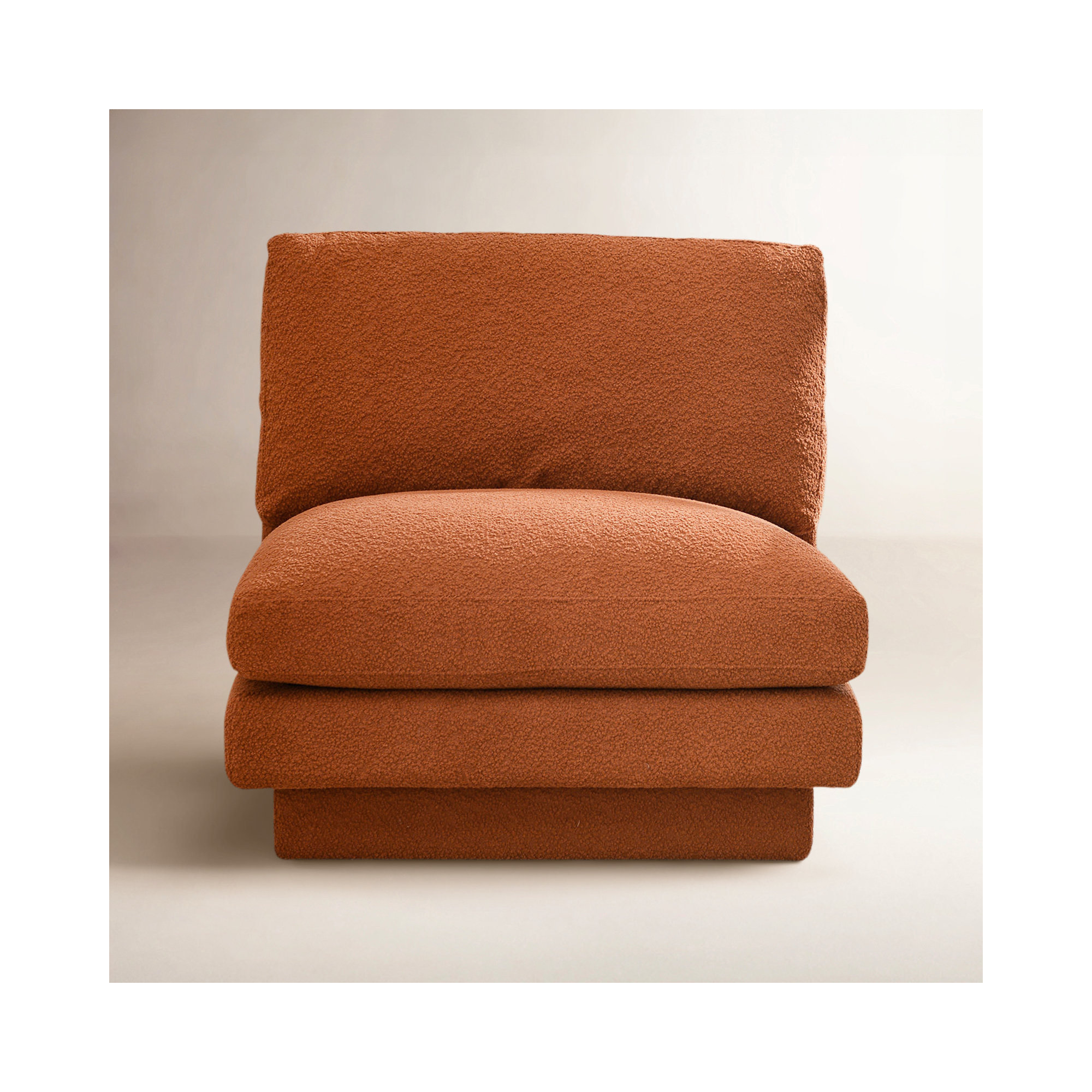 Woolf 34" Modern Boucle Upholstered Slipper Chair, Caramel Boucle