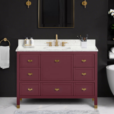 Alana 48 in. Single Sink Bathroom Vanity in Burgundy Red with Top