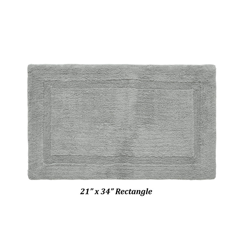 Rozanne Reversible Cotton Bath Rug, Silver, 21" x 34" Rectangle