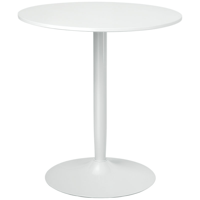 Krishina Round Dining Table with Steel Base, Modern Kitchen Table, White