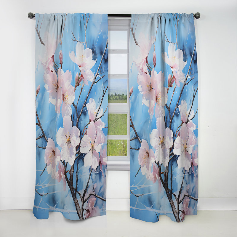 Emely - Rideau occultant Tree Cherry Blossom - 1 panneau, L 52 po x L 95 po