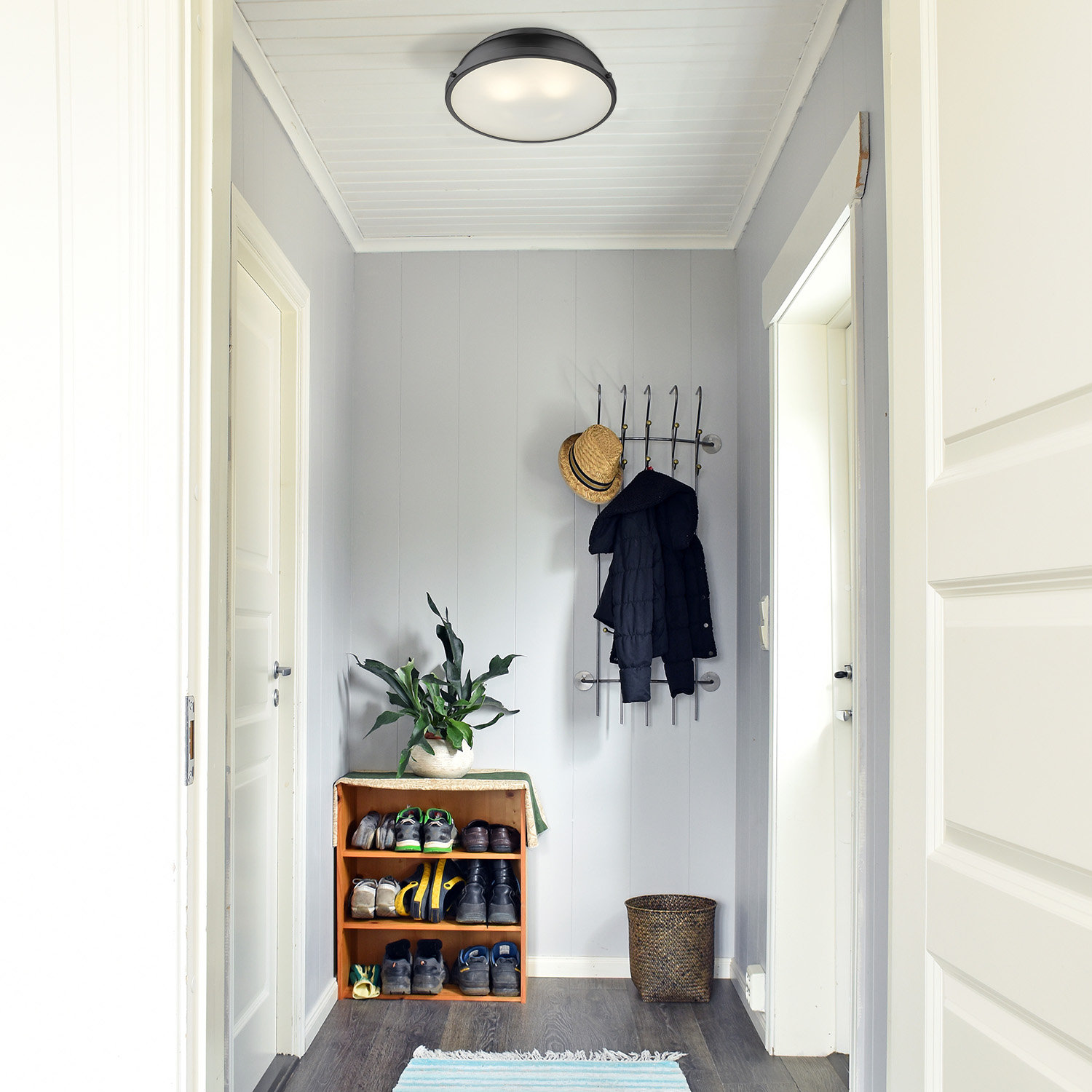 Calico 2 Light Steel Flush Mount, Matte Black, Matte Black