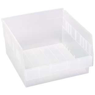 Economy Shelf Bin, nesting, (7) divider slots, rear hanglock, molded-in label holder, polypropylene, case of 8