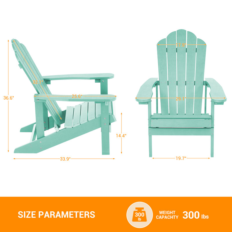 Venedy Plastic Adirondack Chair Weather Resistant Chair for Backyard Deck, Light Green