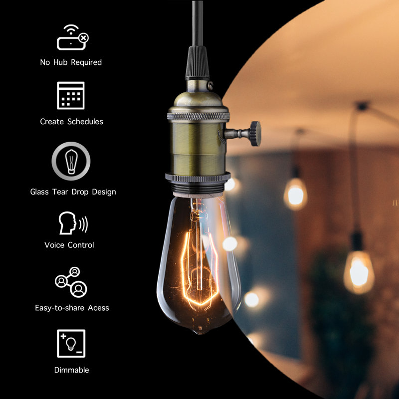 8 Watt (60 Watt Equivalent), ST19 LED Smart, Dimmable Light Bulb, Tunable White E26/Medium (Standard) Base