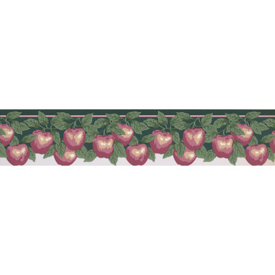 Bordure de papier peint à motif rétro Pomme sur vigne L 15 pi x l 4,75 po