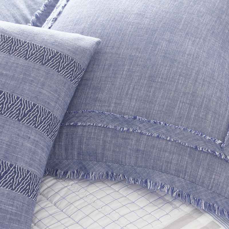 Ensemble d'édredon réversible 100% coton Bayview, Édredon double / grand + 2 taies décoratives sta, Bleu