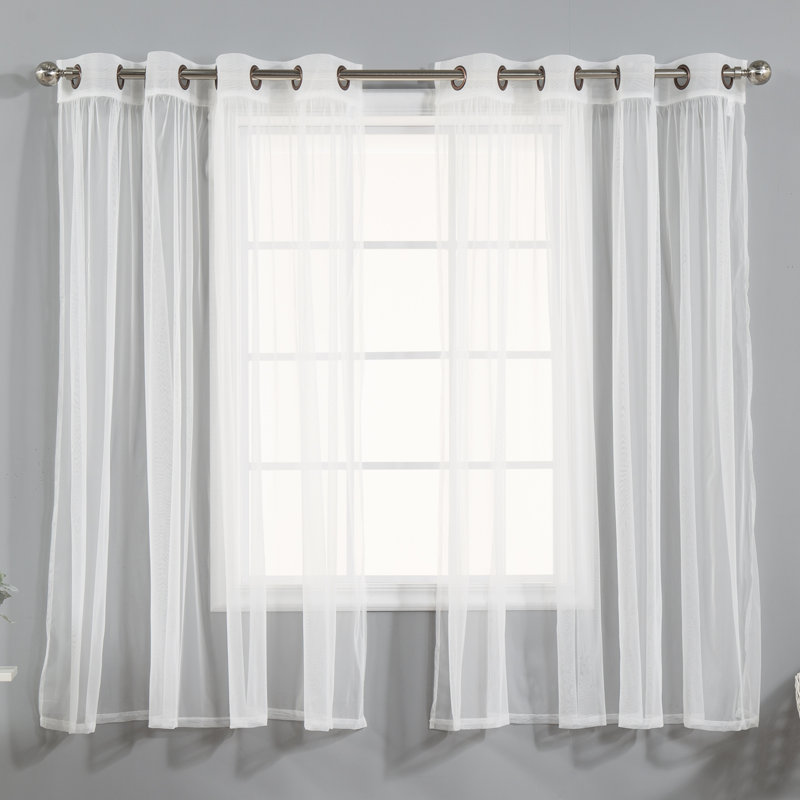Attell Sheer Curtain Pair, 52" W x 63" L, White