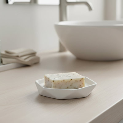 Diamond Stoneware Bathroom Soap Dish Cup