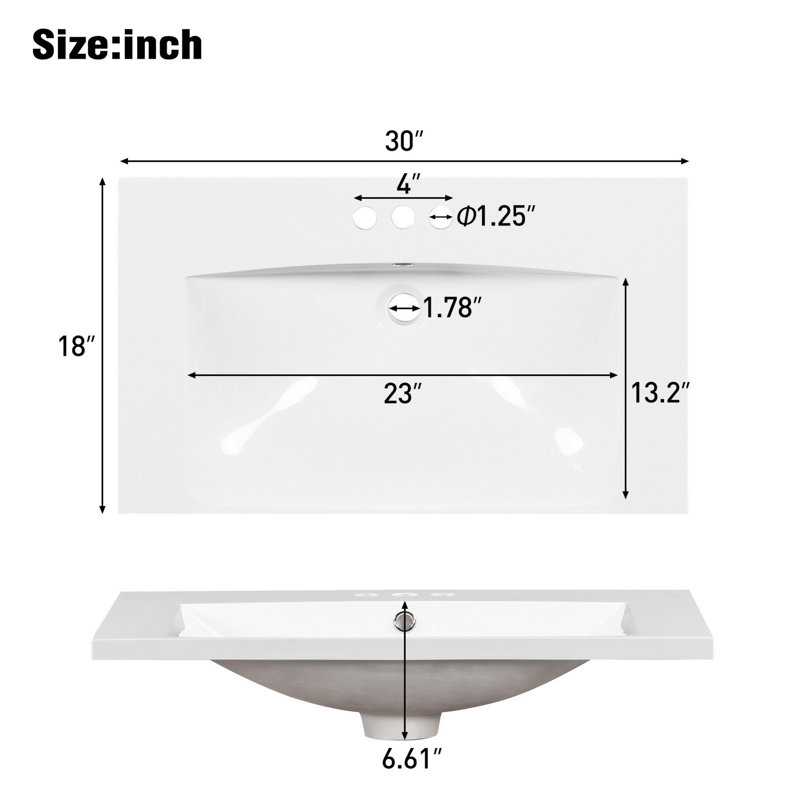 Lavabo de salle de bain simple avec 3 trous de robinet