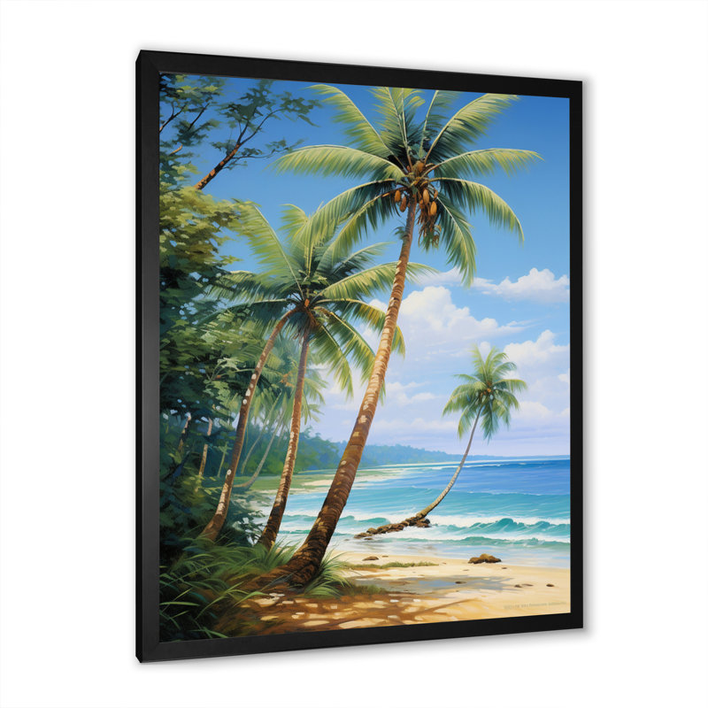 «Padowski Palm Trees Palms II», reproduction d'art sur toile, Cadre photo noir, H 32 po x l 16 po x P 1 po
