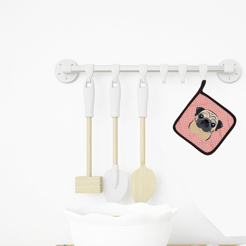 Cuisinier poignée carlin caroline trésors Checkerboard, Rose / fauve