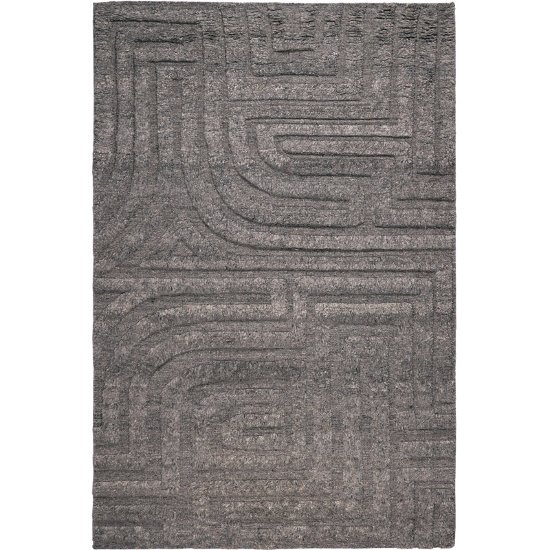 Folk Slate Area Rug, Rectangle 4' x 6'