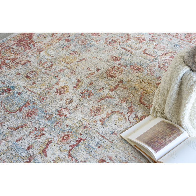 Antique Loom Blue/Rust Polyester powerloom Area Rug, Rectangle 12' x 15'