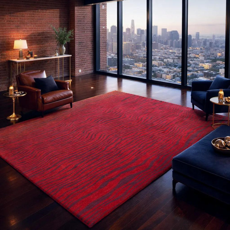 Tapis rouge en laine touffeté à la main Ailey Authentic, 5 pi x 7 pi 6 po