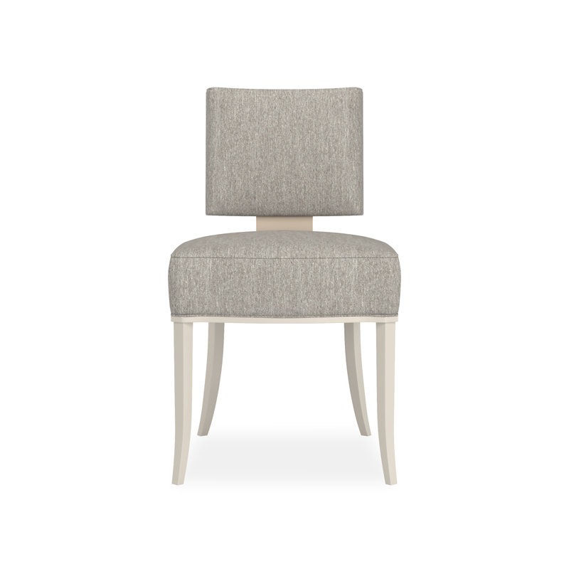 Reserved Seating Sateen Upholstered Side Chair, Pearl/Gold, Gray