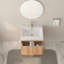 Meuble-lavabo de 24 po de couleur, fixé au mur pour les petites salles de bain, conception minimaliste, lavabo, contreplaqué, poignées, couleur à assemblage rapide avec espaces compacts intégrés, esthétique moderne, lavabo,