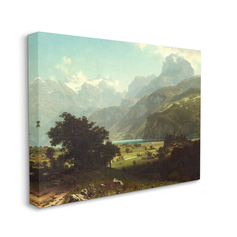 Lake Lucern Classic Fine Landscape - peinture sur toile tendue, H 16 po x l 20 po x P 1,5 po, Toile tendue