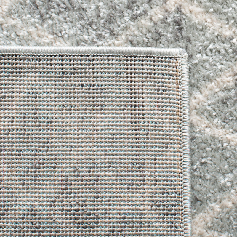 Shackelford Geometric Silver/Ivory Area Rug, Rectangle 5'3" x 7'6"