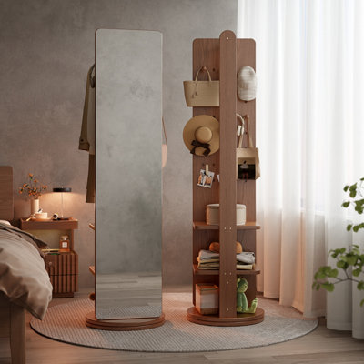 Rotating Full-length Mirror with Clothes Hanger