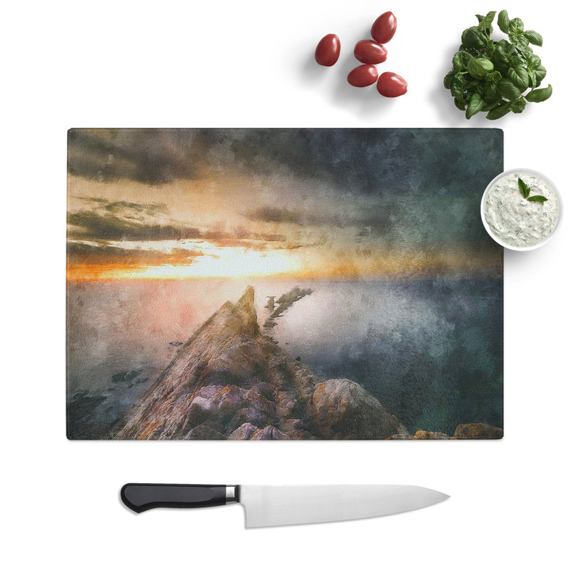Tempered Glass Rocks in the Ocean Chopping Board, 20 cm x 28.5 cm